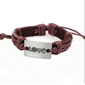 Adjustable Brown Leather Medical Id Bracelet
